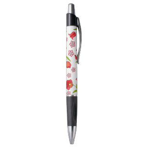 Niedliches, zartes rotes Blume-Muster Kugelschreiber