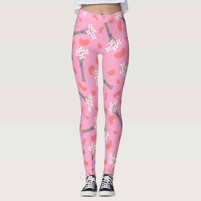 Niedliches zartes, winziges Bouquet-Muster Leggings (Vorderseite)