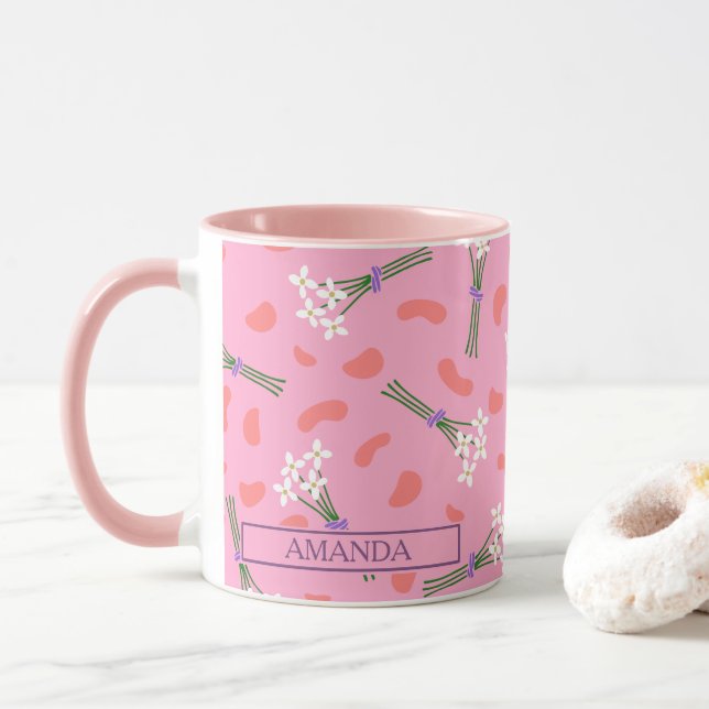 Niedliches zartes, winziges Bouquet-Muster Tasse (Mit Donut)
