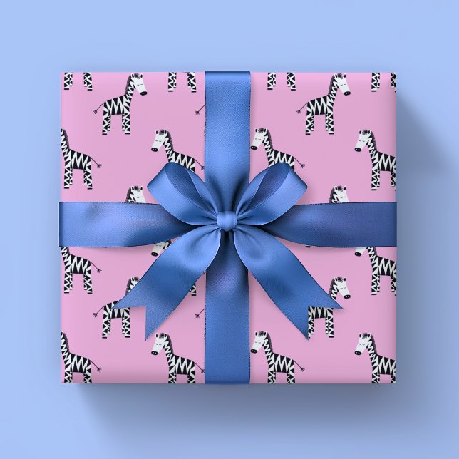 Niedliches Zebra Geschenkpapier (Cute pink zebra wrapping paper perfect for girls birthday gifts)