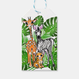 Niedliches Zebra-Giraffe-Dschungelmotiv Geschenkanhänger