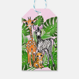 Niedliches Zebra-Giraffe-Dschungelmotiv Geschenkanhänger