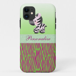 Niedliches Zebra-Imitat grün u. rosa Case-Mate iPhone Hülle