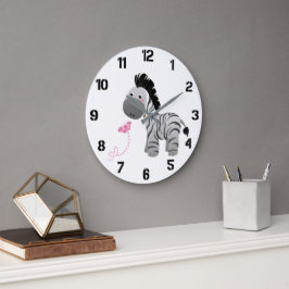 Niedliches Zebra-Kinderzimmer Große Wanduhr