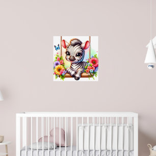 Niedliches Zebra-Kinderzimmer Poster