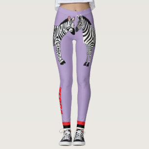 Niedliches Zebra Lila Hintergrund Süßes Mädchen Leggings