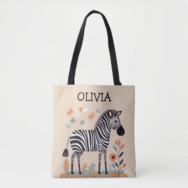 Niedliches Zebra mit Blume und Schmetterlingen (Vorderseite)