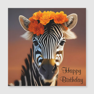 Niedliches Zebra mit Orange Blume Card Magnetkarte