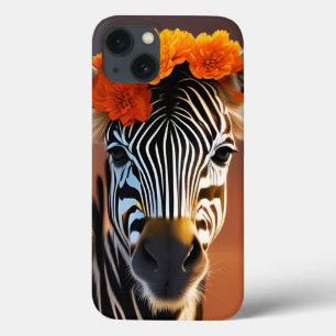 Niedliches Zebra mit orangefarbenen Blume Case-Mate iPhone Hülle
