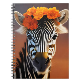 Niedliches Zebra mit orangefarbenen Blume Notizblock