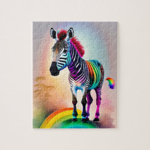 Niedliches Zebra mit Regenbogenfarben, Zebra Puzzle