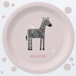 Niedliches Zebra-Pink-Party Pappteller
