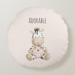 Niedliches Zebra Tier Rundes Kissen