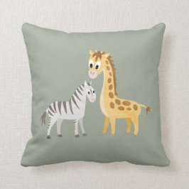 Niedliches Zebra-und Giraffen-Safari-Baby Kissen