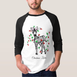 Niedliches Zebra zeichne grüne Weihnachtsbeleuchtu T-Shirt