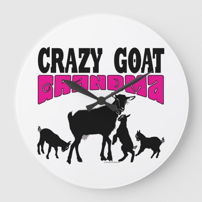 NIEDLICHES ZIEL | Crazy Goat Oma Round Große Wanduhr (Vorderseite)