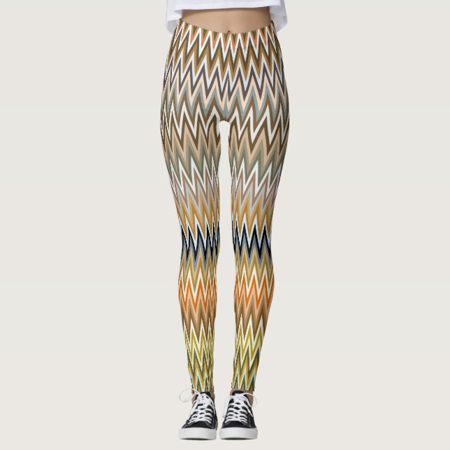 NIEDLICHES Zigzag Multicolor Muster Leggings (Vorderseite)