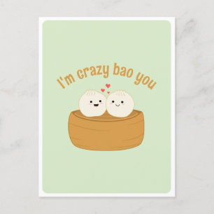 Niedliches Zitat von Kawaii Dumpling Bao Asian Foo Postkarte