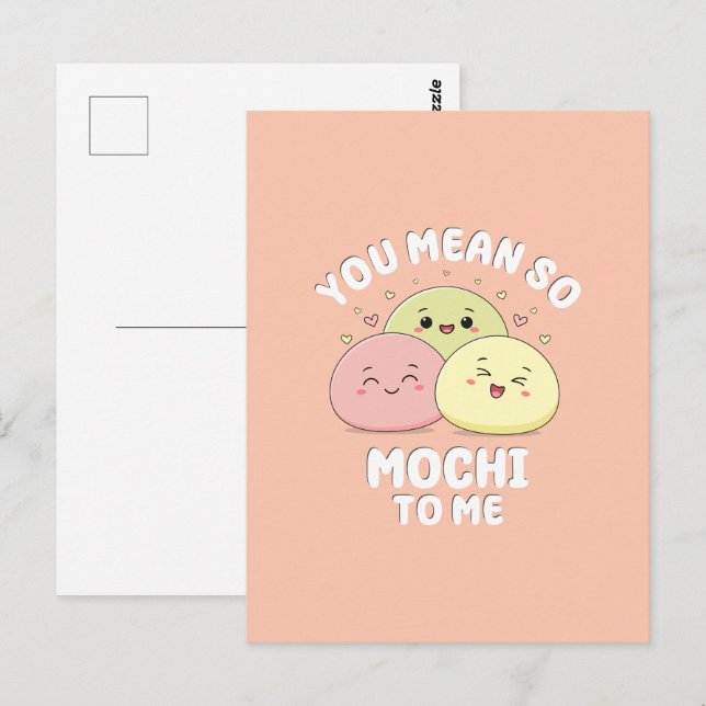 Niedliches Zitat von Kawaii Mochi Food Puppe Paste Postkarte (Vorne/Hinten)