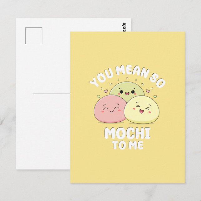 Niedliches Zitat von Kawaii Mochi Food Puppe Paste Postkarte (Vorne/Hinten)