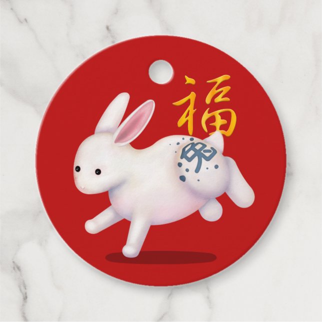 Niedliches Zodiac Rabbit "Fortune" Chinesisches Ne Geschenkanhänger (Vorderseite)