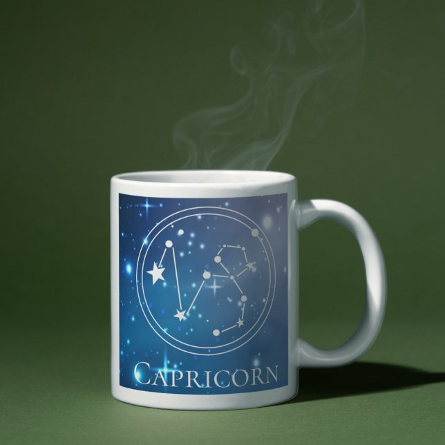 Niedliches Zodiac-Zeichen CAPRICORN Lila-blaues Mo Tasse (Cute Zodiac Sign CAPRICORN Purple Blue Monogram Mug)