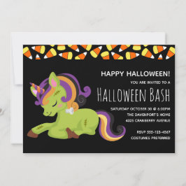 Niedliches Zombie Unicorn Halloween-Party Einladung