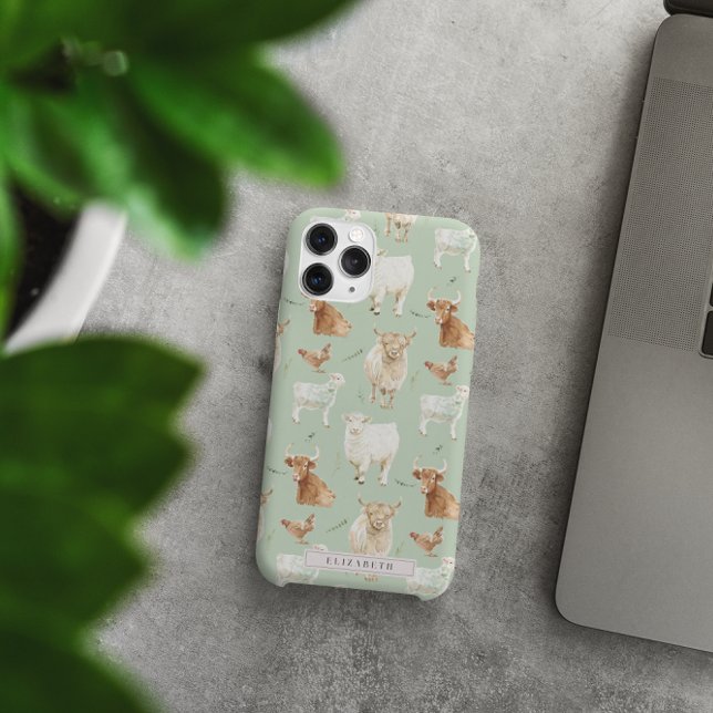 Niedliches Zuchttier | Highland Cow Monogram Case-Mate iPhone Hülle (Von Creator hochgeladen)