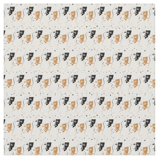 Niedliches Zuhause-Theatermaskenmustermaterial Stoff (Nahaufnahme)