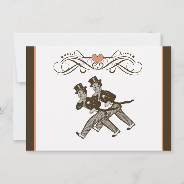 Niedliches zwei Bräutigam-homosexuelles Einladung (Vorderseite)