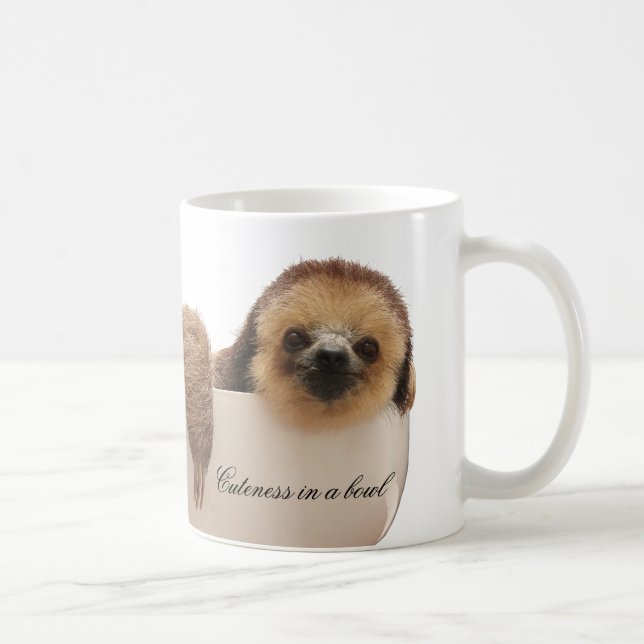 "Niedlichkeit in einer Schüssel" Sloth-Tasse Kaffeetasse (Rechts)