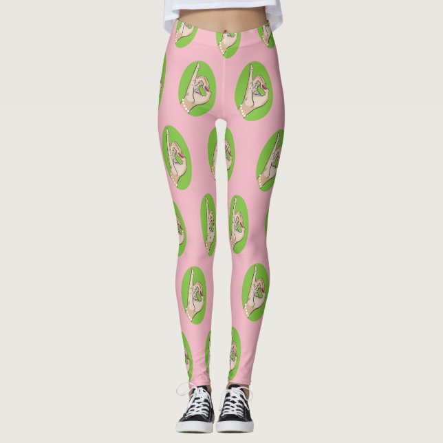Niedlichste rosa und grüne Leggings (Vorderseite)