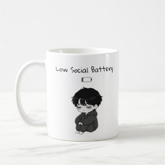 Niedrig Batterie Sozial Relatable Chibi-Junge Kaffeetasse
