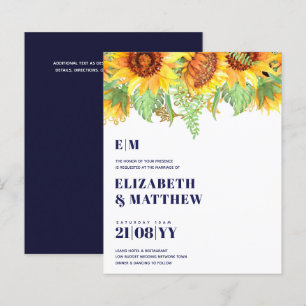 Niedrigbudget-Einladung zur Hochzeit mit Sonnenblu