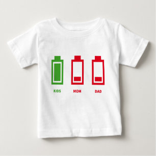 Niedrige Batterie-lustige KinderMama-Vater-Energie Baby T-shirt