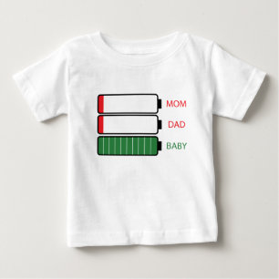 Niedrige Batterie - Mutter und Vater für schlaflo Baby T-shirt