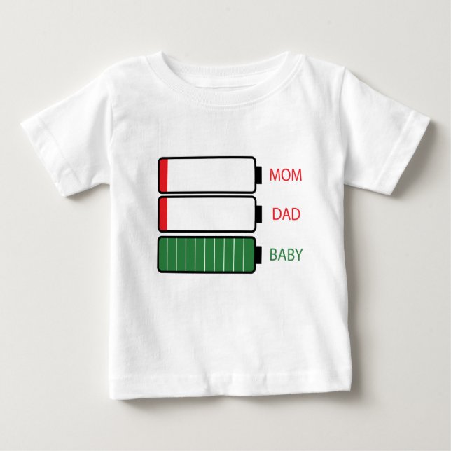 Niedrige Batterie - Mutter und Vater für schlaflos Baby T-shirt (Vorderseite)