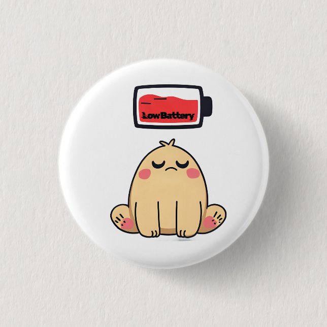 Niedrige Batterielocht - Funny Comic Doodle Button (Vorderseite)