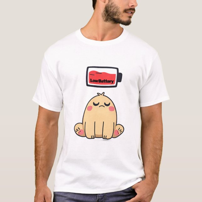 Niedrige Batterielocht - Funny Comic Doodle T-Shirt (Vorderseite)