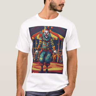 Niedrige Doodle eines bösen Clowns am Zirkus T-Shirt