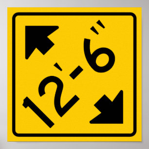 Niedrige Freigaben-warnendes Landstraßen-Zeichen Poster