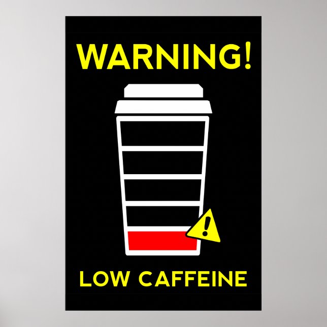 Niedrige Koffein-Batterie, Kaffeemaschine, schwarz Poster (Vorne)