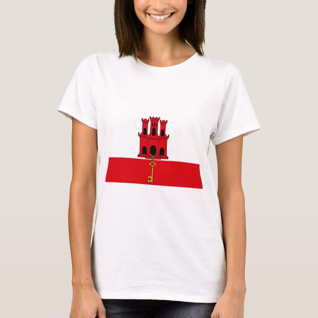 Niedrige Kosten! Gibraltar-Flagge T-Shirt (Vorderseite)