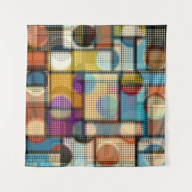Niedrige Poly Pixel Kunst, geometrisches Muster. Wandteppich (Vorderseite)