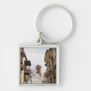 Niedrige Winkelsicht der Wohnungen entlang der Schlüsselanhänger