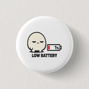 Niedriger Akku 1% - Süßer müder Charakter Minimali Button