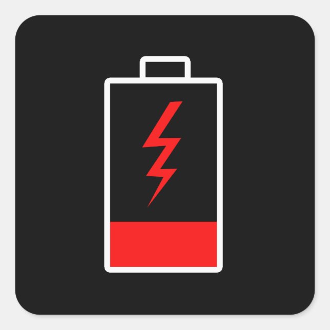 Niedriger Akku Quadratischer Aufkleber