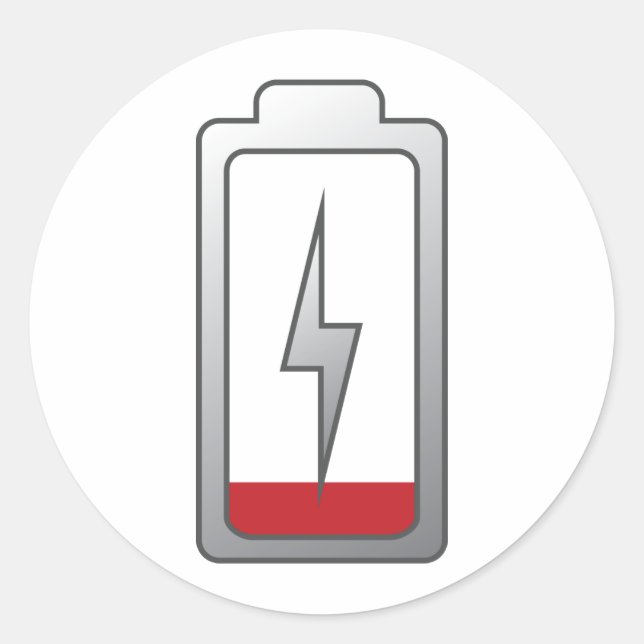 Niedriger Akku! Runder Aufkleber (Vorderseite)