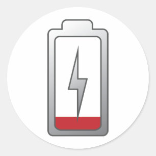 Niedriger Akku! Runder Aufkleber