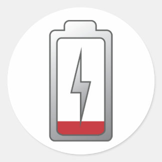Niedriger Akku! Runder Aufkleber